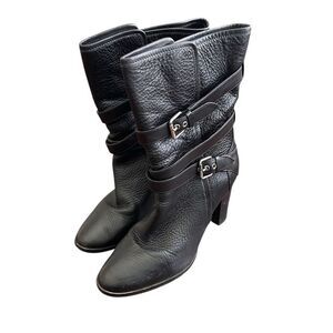 Coach Alexandra Heeled Black Leather Women's Boots